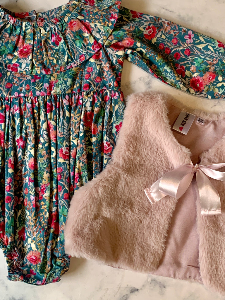 Teal and pink long sleeved Romper - Love Sam