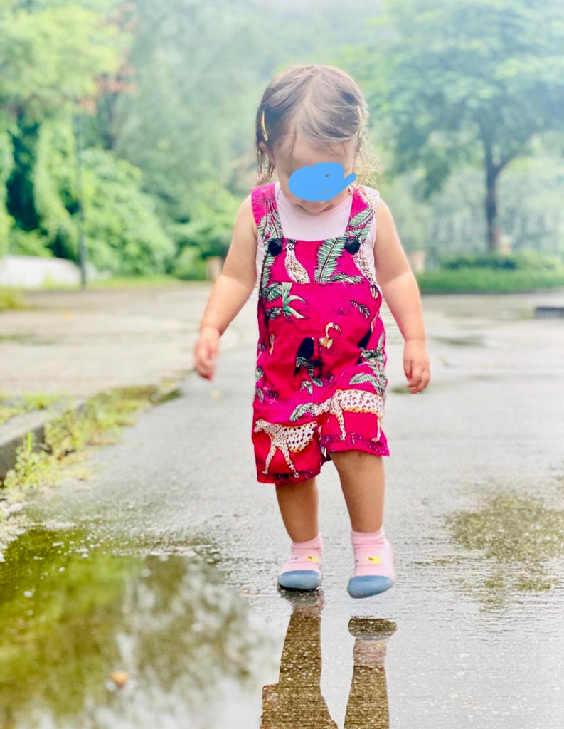 Pink Jungle Indian CottonDungaree Shorts - Love Sam