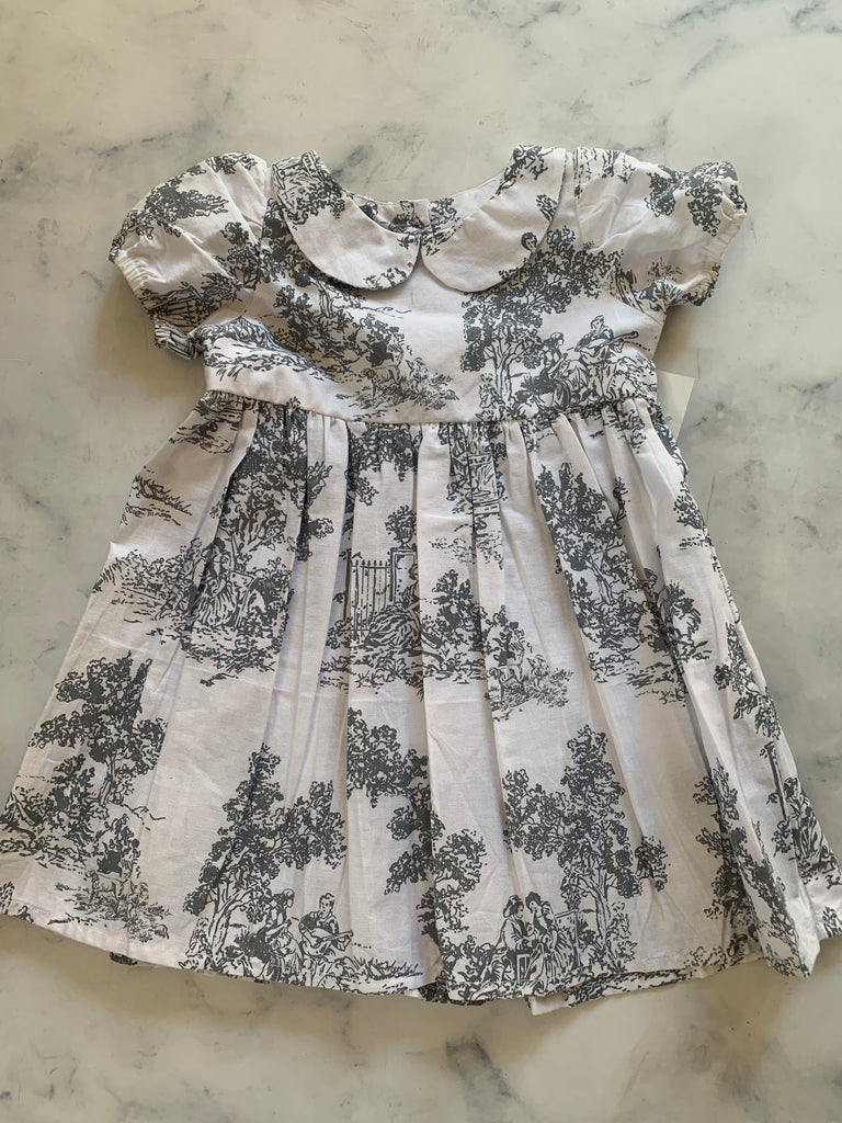 Grey and white Cotton Toile Dress - Love Sam