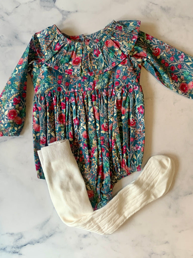 Teal and pink long sleeved Romper - Love Sam