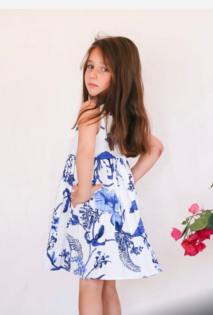 Indigo Blue and white Dress - Love Sam