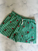 Green Stripe Red Heart Girls Christmas Shorts - Love Sam