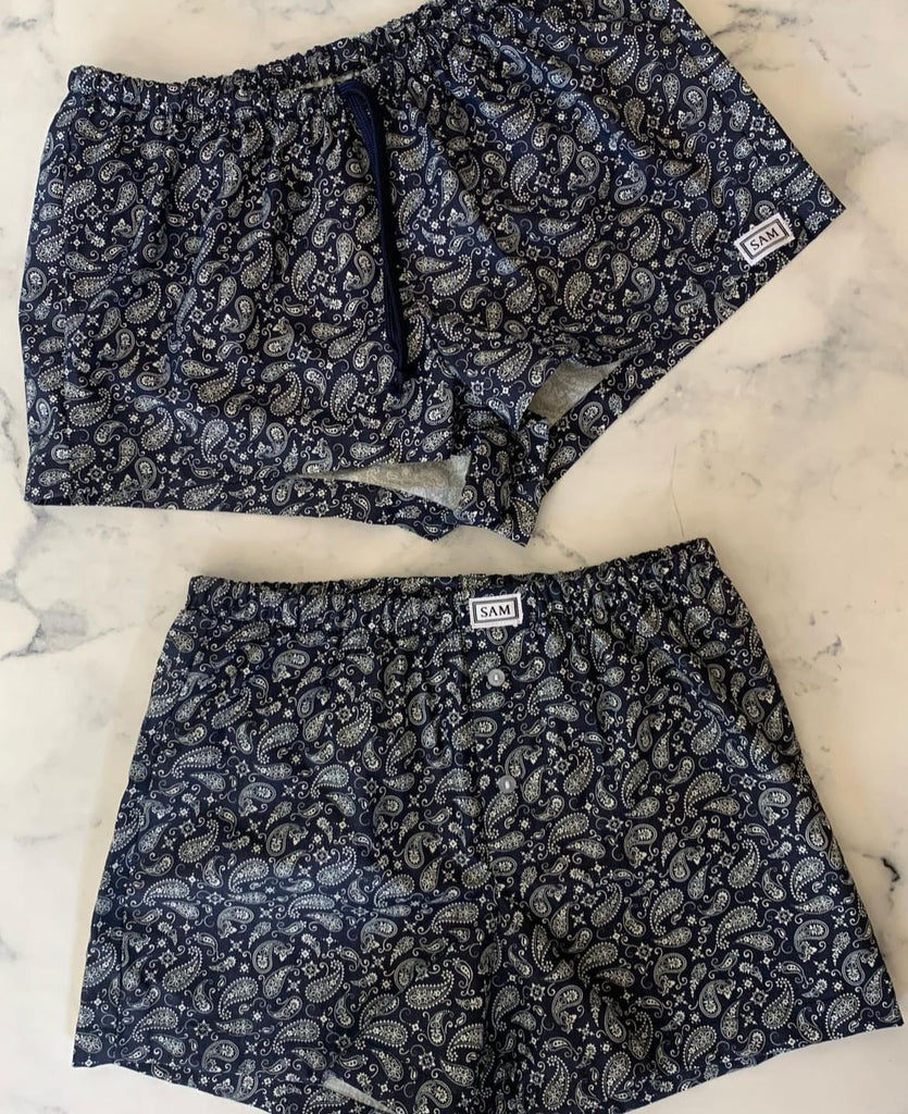 Ladies Paisley sleep shorts Navy - Love Sam