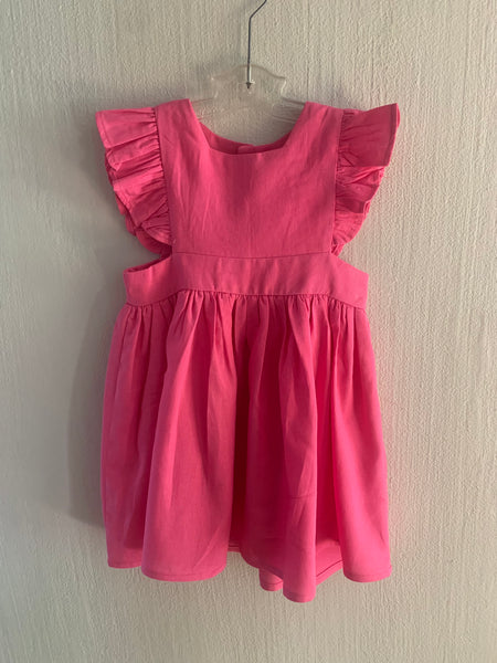 Pink Linen Pinafore dress - Love Sam